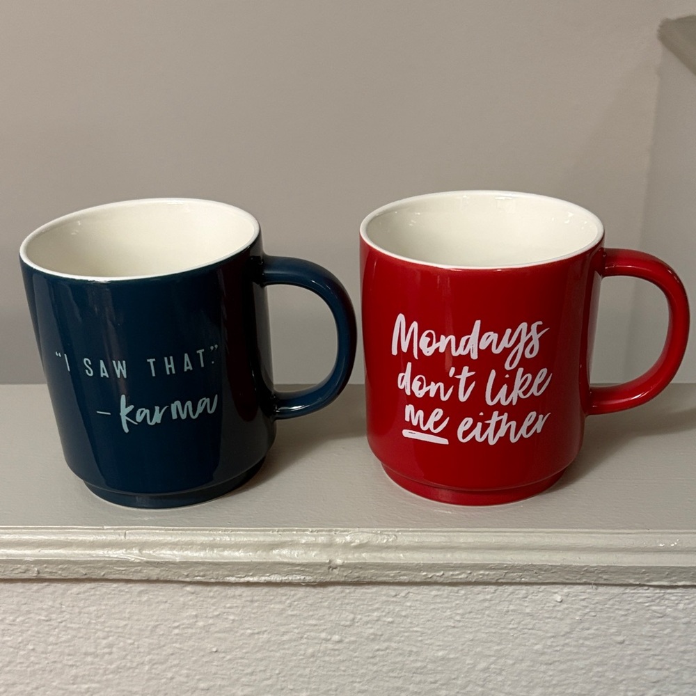 Threshold Red and Blue Humorous Mugs Set